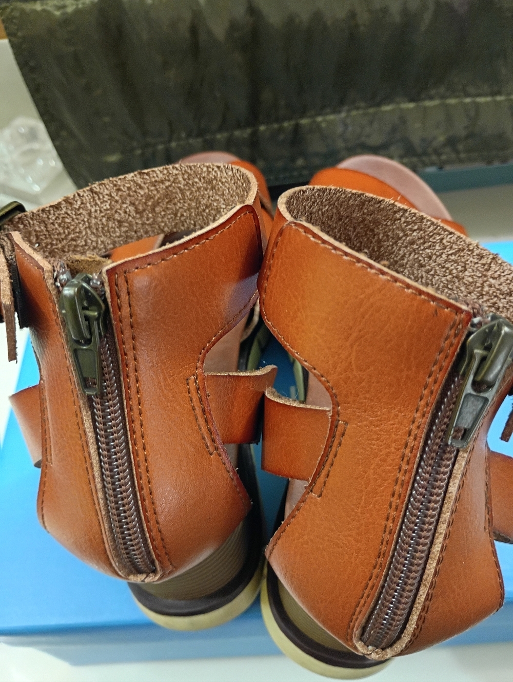 MIA Women's Cognac Crisscross Ankle Strap Sandals - Picture 3 of 8